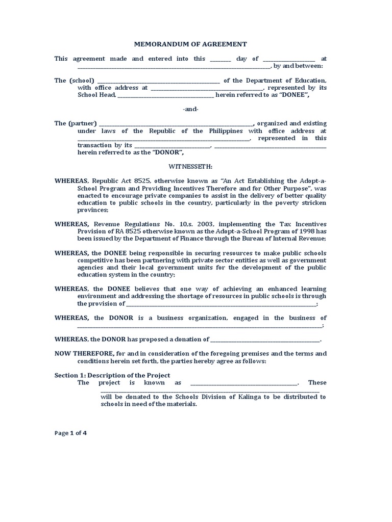 MOA Blank | PDF | Taxes | Common Law