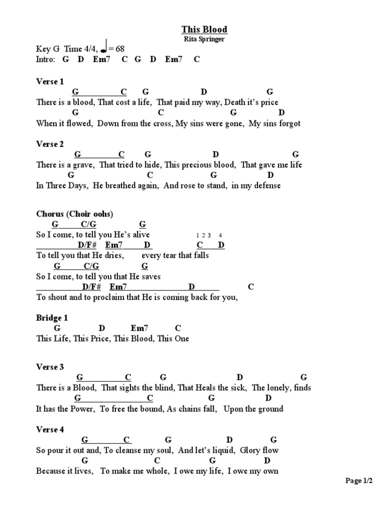 this-blood-chord-chart-pdf-song-structure