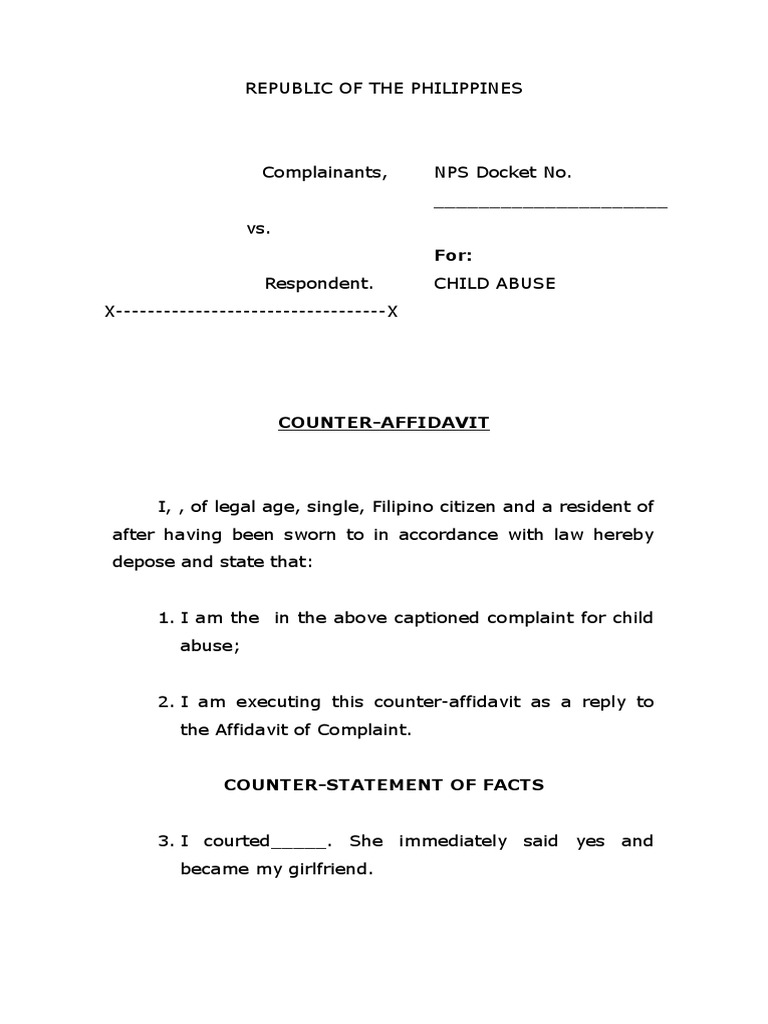 Counter Affidavit Download Free PDFAffidavit