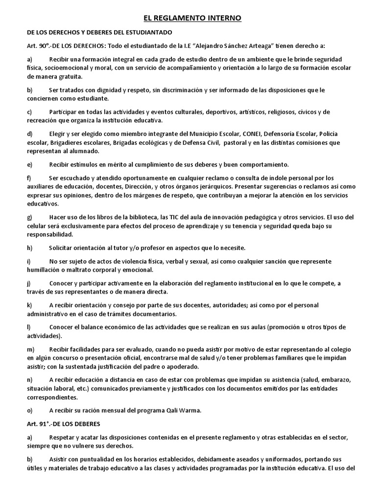 EL REGLAMENTO INTERNO | PDF