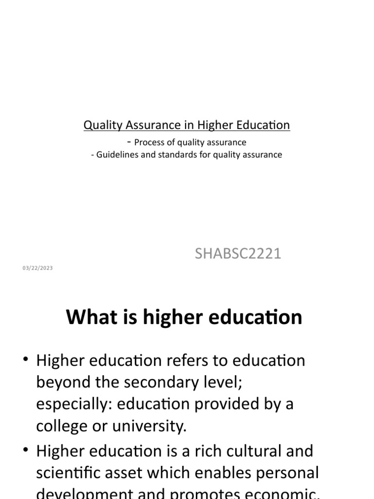 Quality Assurance in Higher Education | PDF | Quality Assurance ...