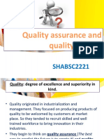 Quality Assurance and Quality Control