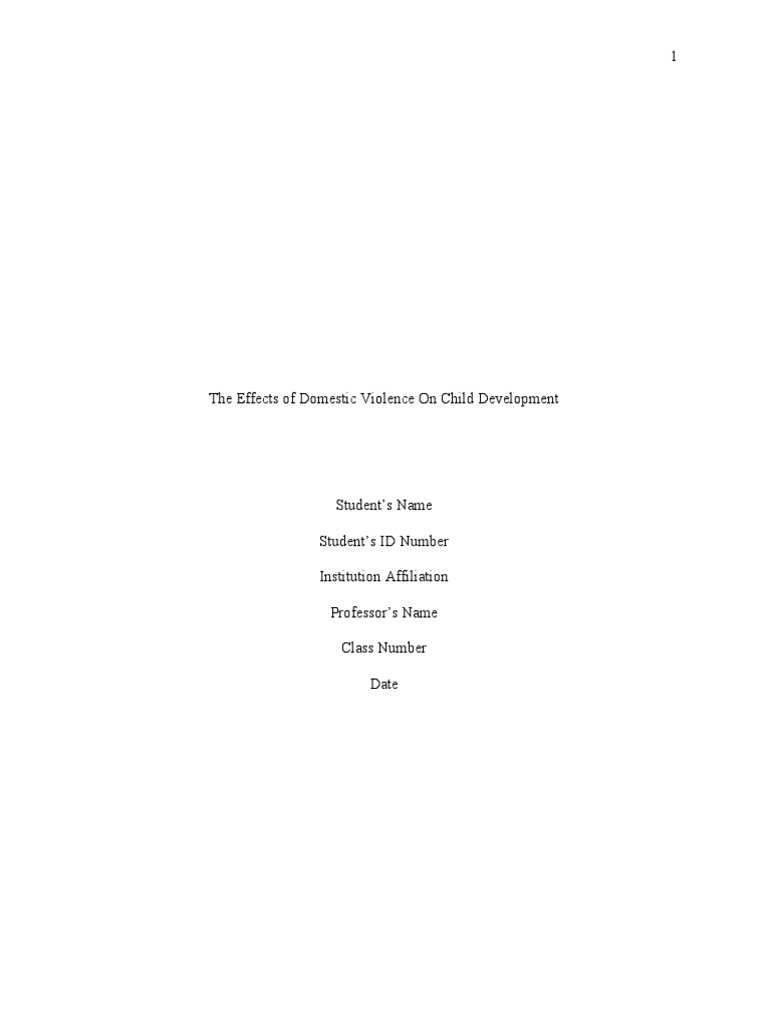 The Effects of Domestic Violence On Child Development | PDF | Domestic ...