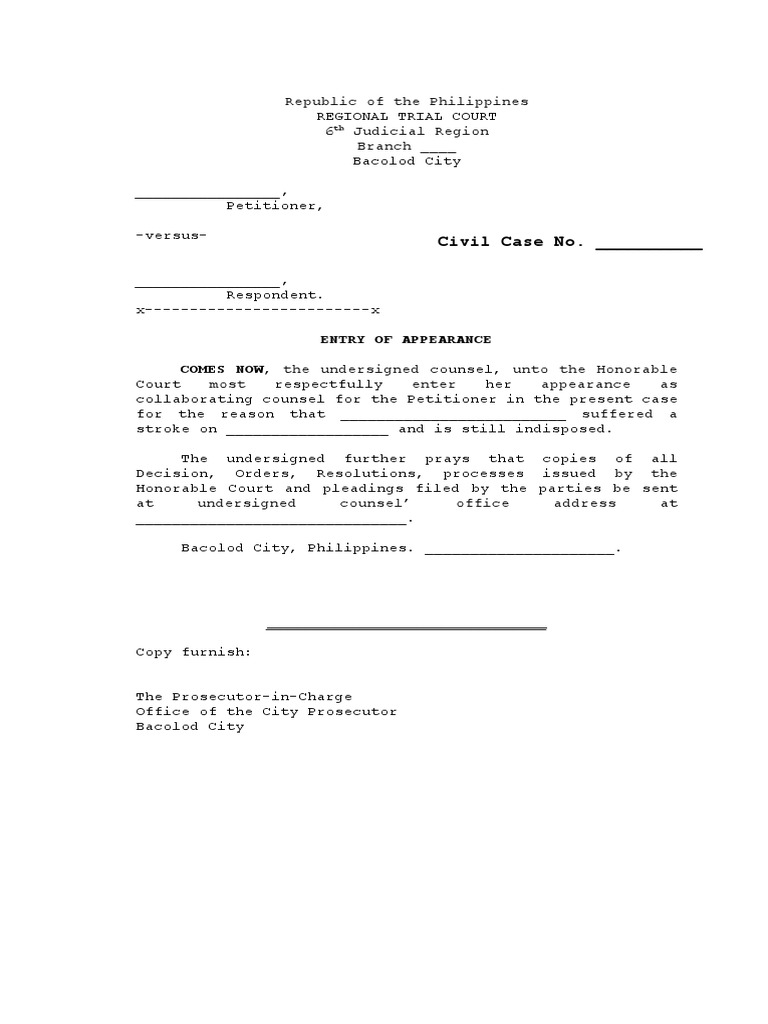 Entry of appearance pdf