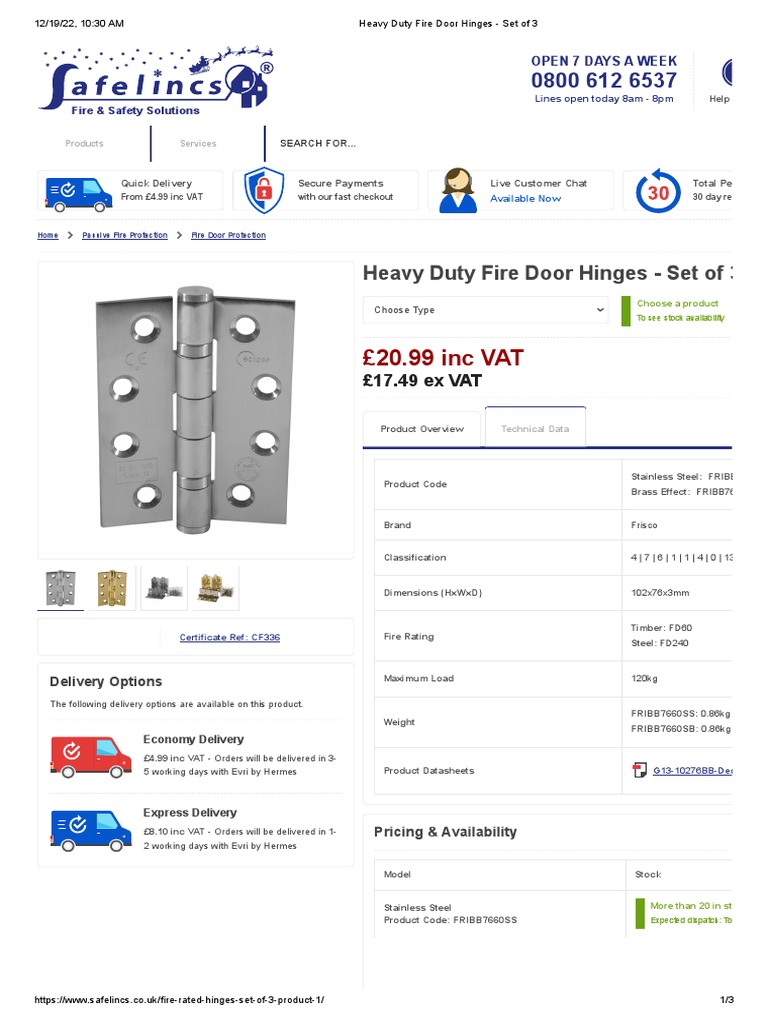 Heavy Duty Fire Door Hinges Set of 3 PDF PDF Door