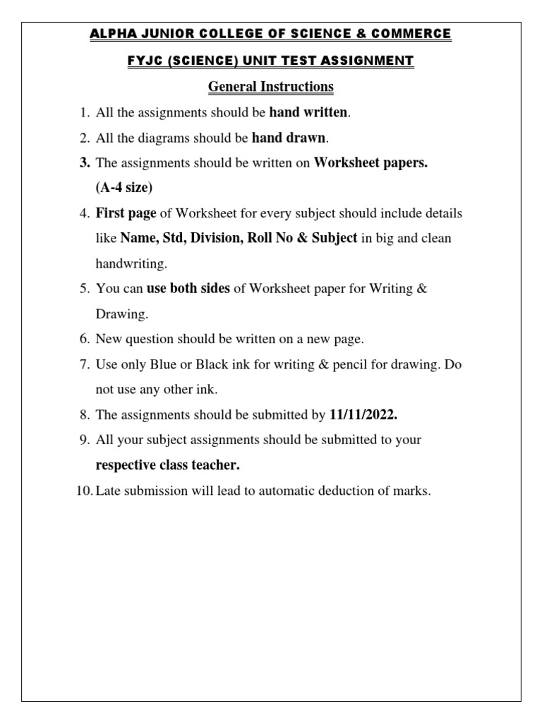 Class 11 Assignment Guidelines and Topics | PDF | Circle | P–N Junction