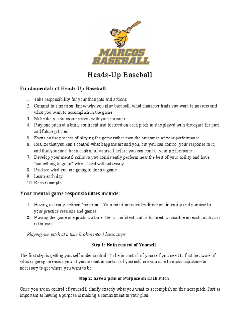 HeadsUp Baseball PDF Baseball Field Goal