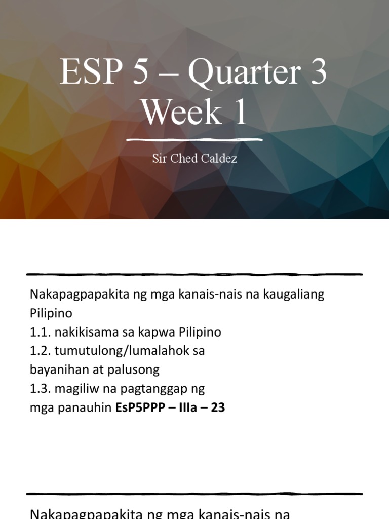 ESP 5 Quarter 3 Week 1 | PDF