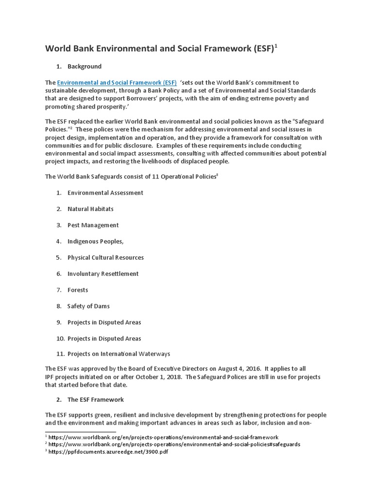 Esf Training Manual Pdf Sustainability Risk