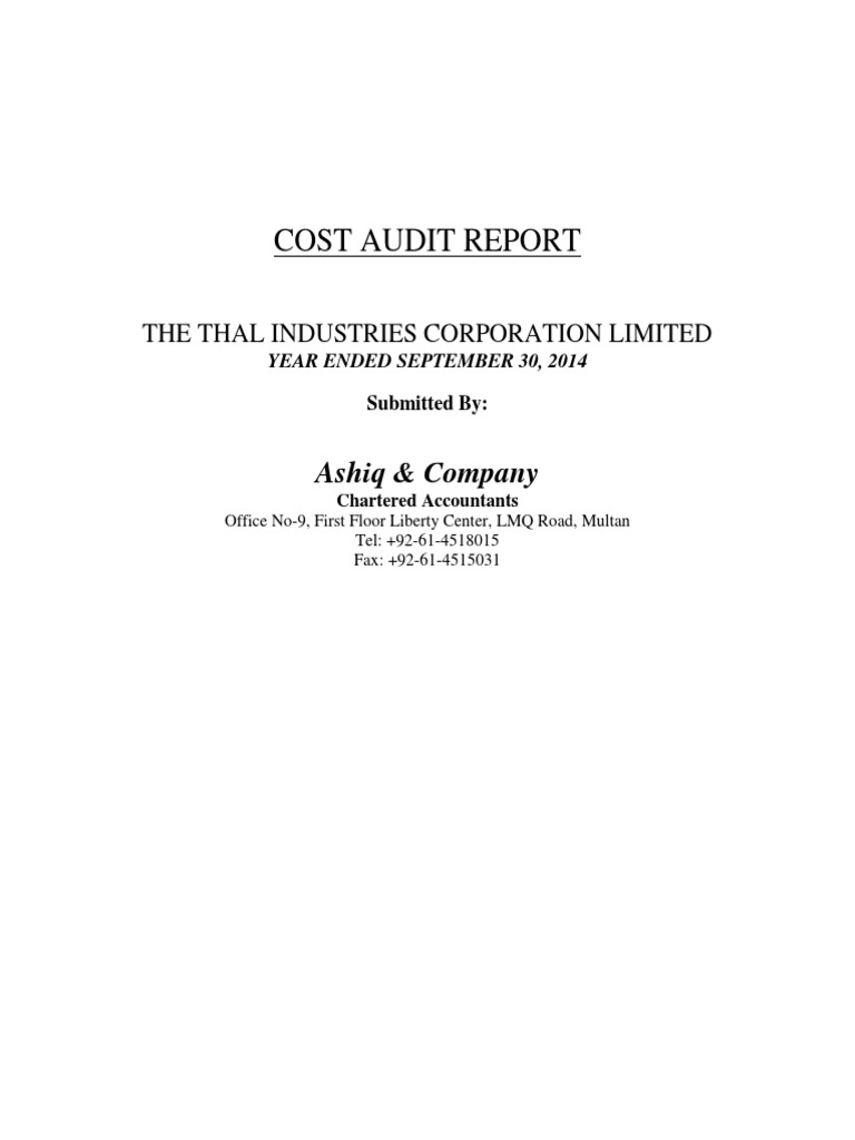 Cost Audit Report 2014 Final PDF Depreciation Employment