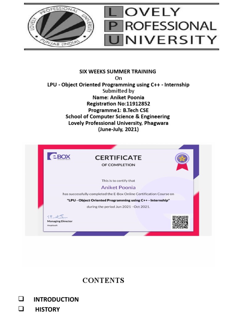 Aniket Summer Training | PDF | C++ | Class (Computer Programming)