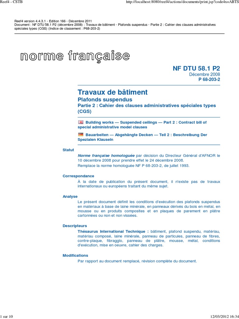 DTU 58-1 Partie 2 | PDF | Code de la construction et de l'habitation ...