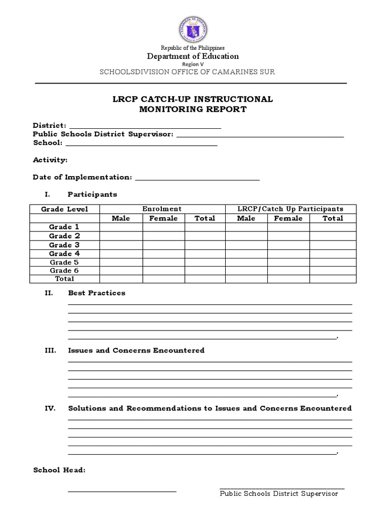 MONITORING Form LRCP Catch Up | PDF