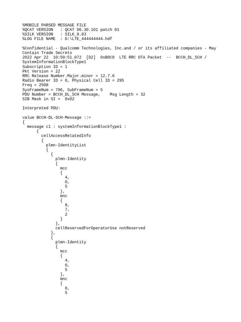 Air Interface Logs LTE | PDF | Telecommunications | Information And ...