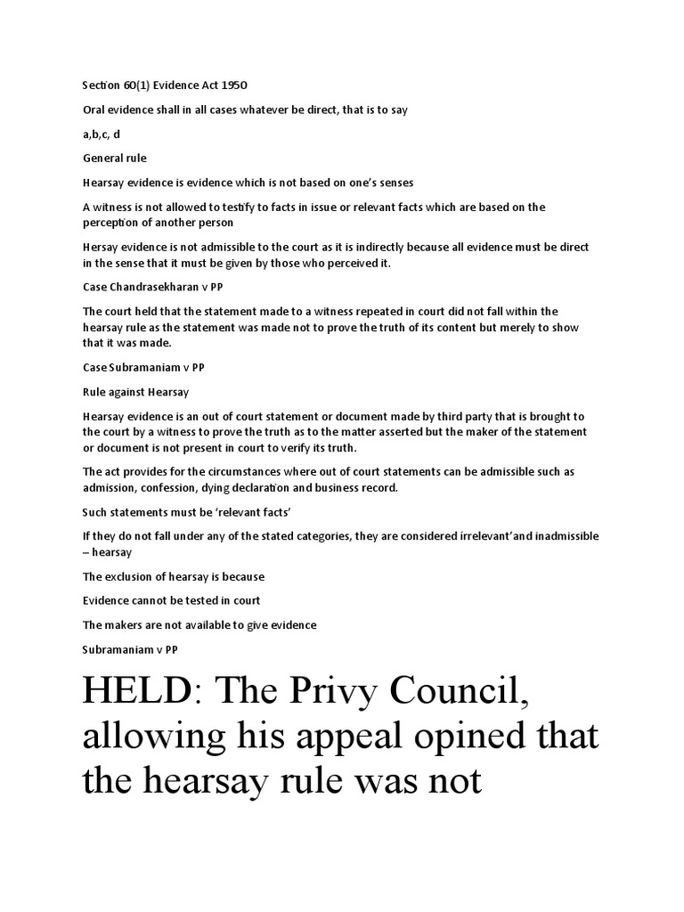 Section 60 hearsay pdf hearsay evidence law 