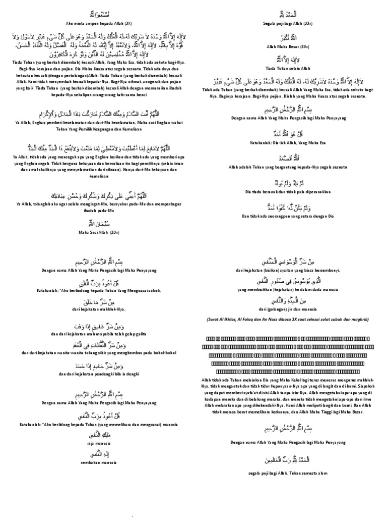 Bacaan Dzikir Dan Artinya Pdf