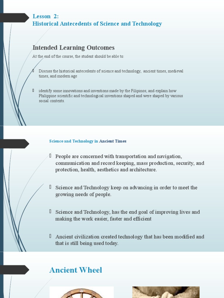 Historical Antecedents of Science & Tech | PDF | Science | Wheel