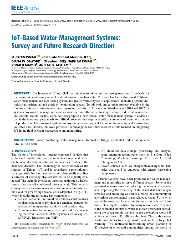 IoT-Based Water Management Systems Survey and Future Research Direction ...