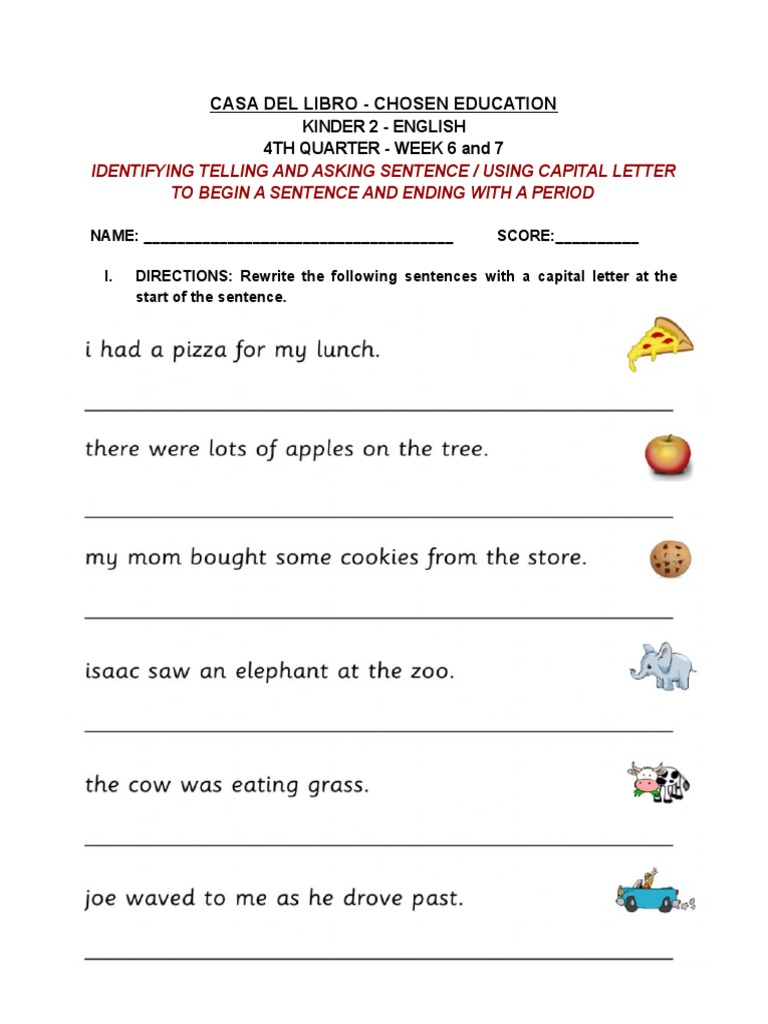 Week 6 7 identifying telling and asking sentence using capital
