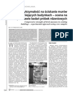 Wytrzymałość Na Ściskanie Murów W Istniejących Budynkach - Ocena Na Podstawie Badań Próbek Rdzeniowych