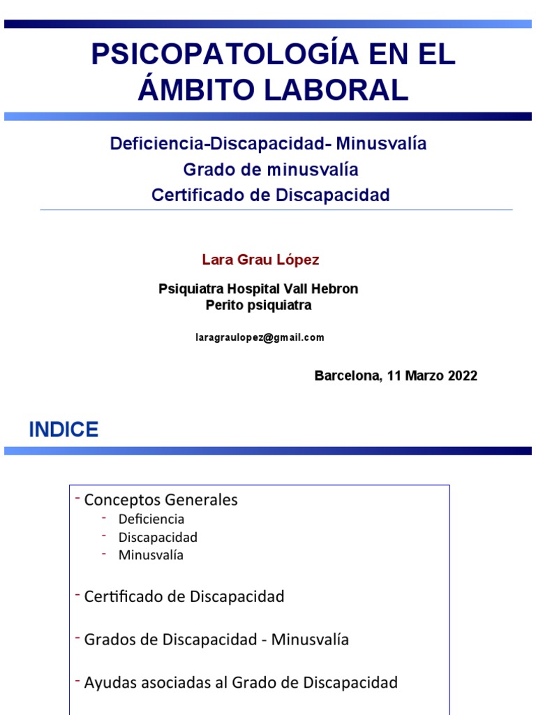 Grados de Discapacidad y Minusvalía | PDF | Invalidez | Medicina CLINICA
