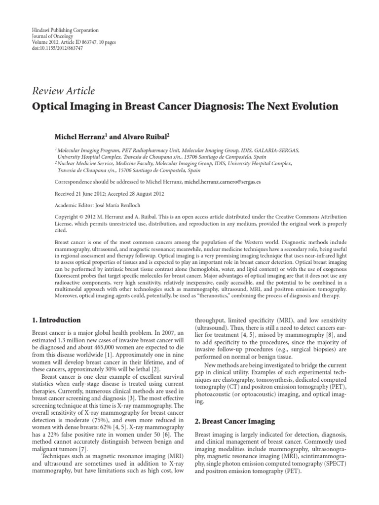 Optical Imaging Inbreasts PDF Medical Imaging Mammography