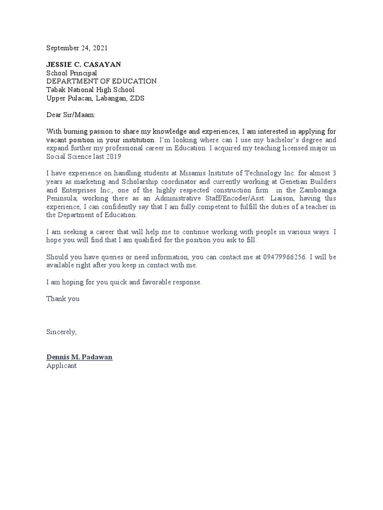 Application For Dep - Ed | PDF