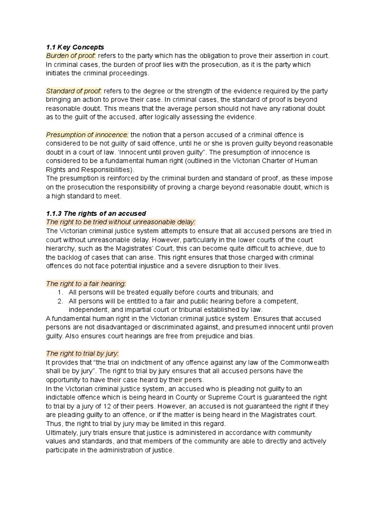 Legal Studies - Atar Complete Course Notes | PDF | Burden Of Proof (Law ...