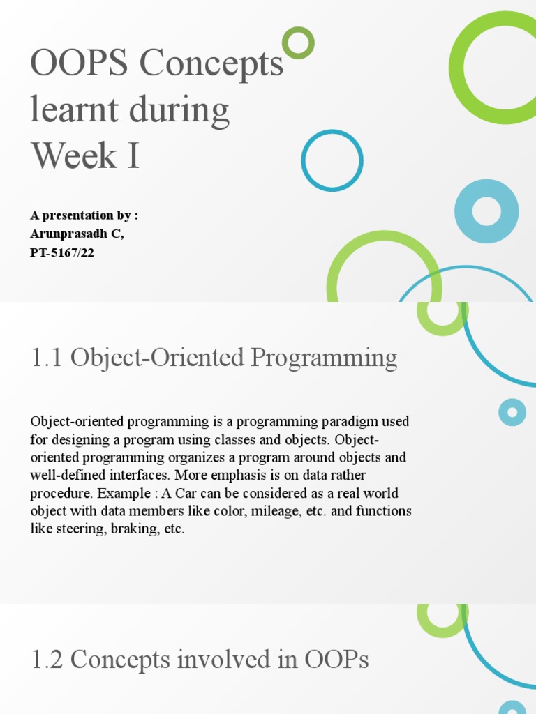 OOPS Concepts Learnt During Week I | PDF | Method (Computer Programming ...