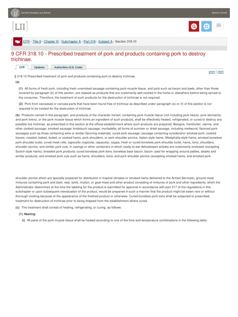 USDA Regulation 9 318 10 Meat Product Curing Drying PDF Ham