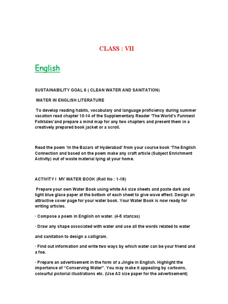Microsoft Word - Class 7 - Summer Holiday HW PDF | PDF | Books ...