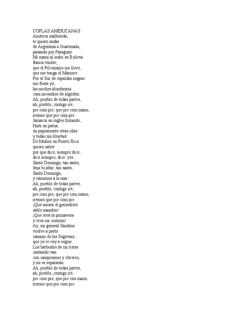 Coplas Americanas: Un Canto de Unidad | PDF | Viajes y turismo | Arte