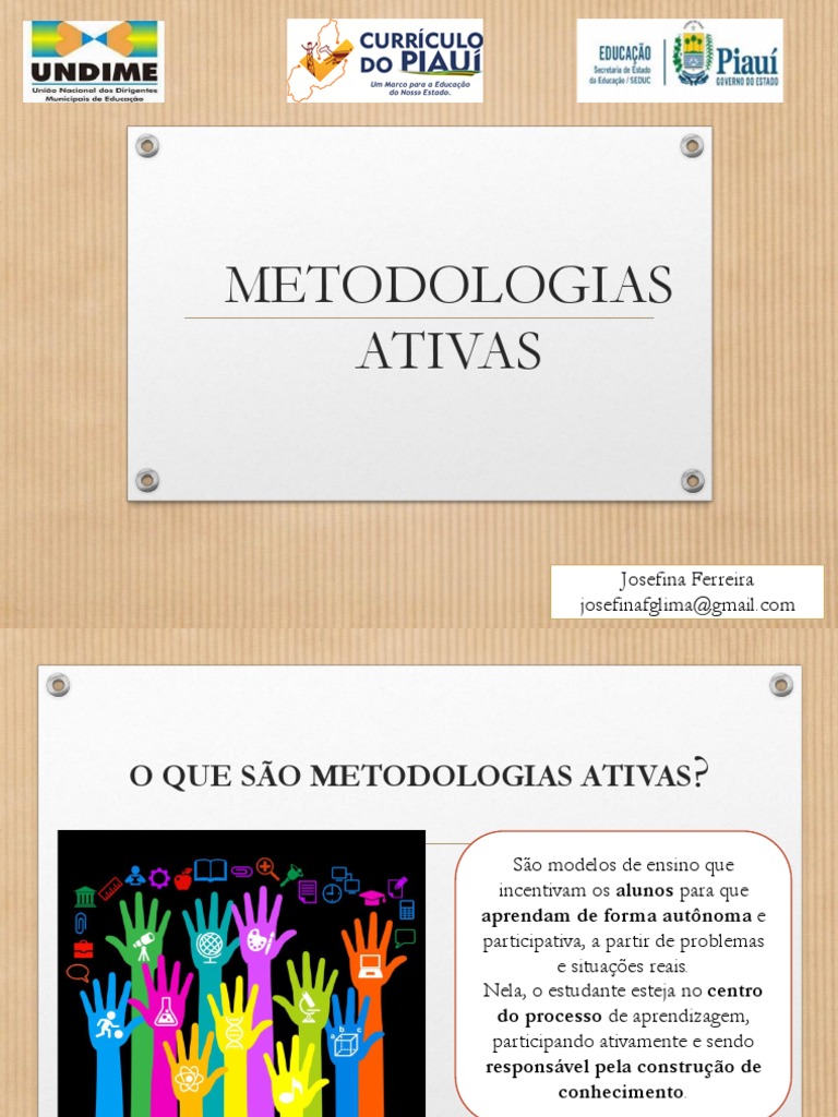 Apresentação Metodologias Ativas | PDF | Aprendizado | Pedagogia