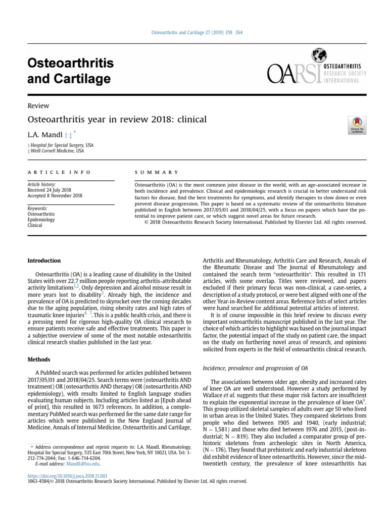 OA Jurnal | PDF | Osteoarthritis | Cognitive Behavioral Therapy