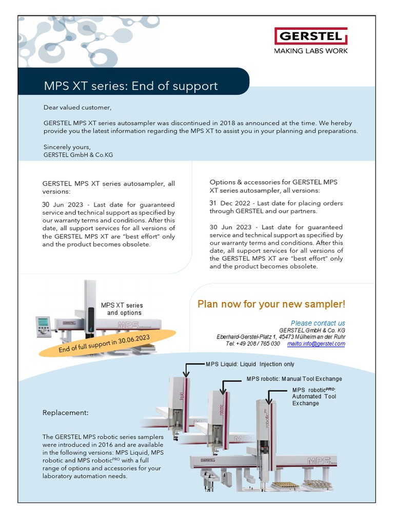 MPS XT Series Support Ending Notice | PDF