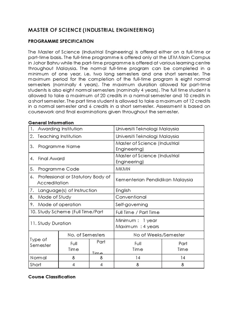 Master of Science Industrial Engineering PDF Engineering Lean