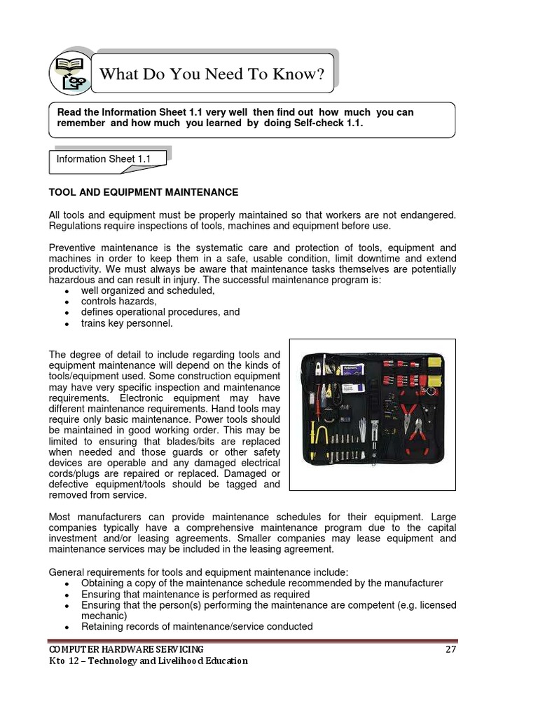 Tools and Equipment Maintenance PDF Safety Engineering