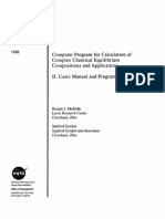 NASA Reference Publication 1311 - Computer Program for Calculation of Complex Chemical Equilibrium Compositions