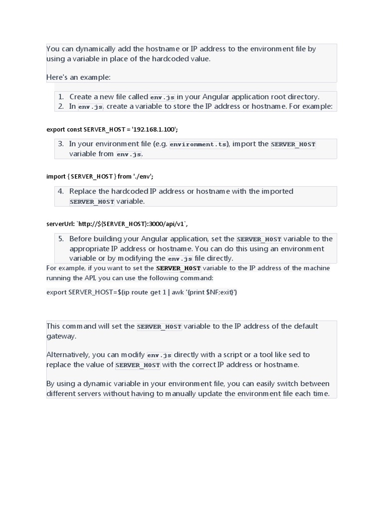 Dynamically Add Host or IP in Env File | PDF