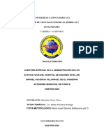 AUDITORIA ESPECIAL DE LA ADMINISTRACIÓN DE LOS ACTIVOS FIJOS DEL HOSPITAL DE 2do NIVEL DR. MANUEL ASCENCIO VILLARROEL DE PUNATA