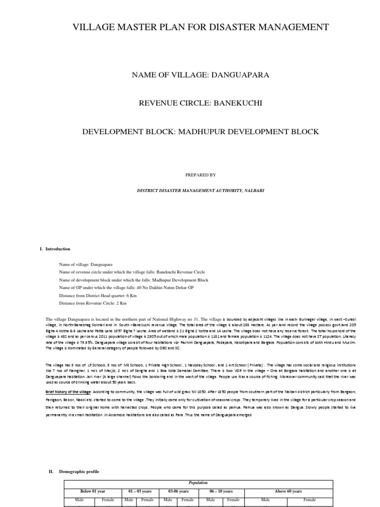 What Is Village Disaster Management Plan