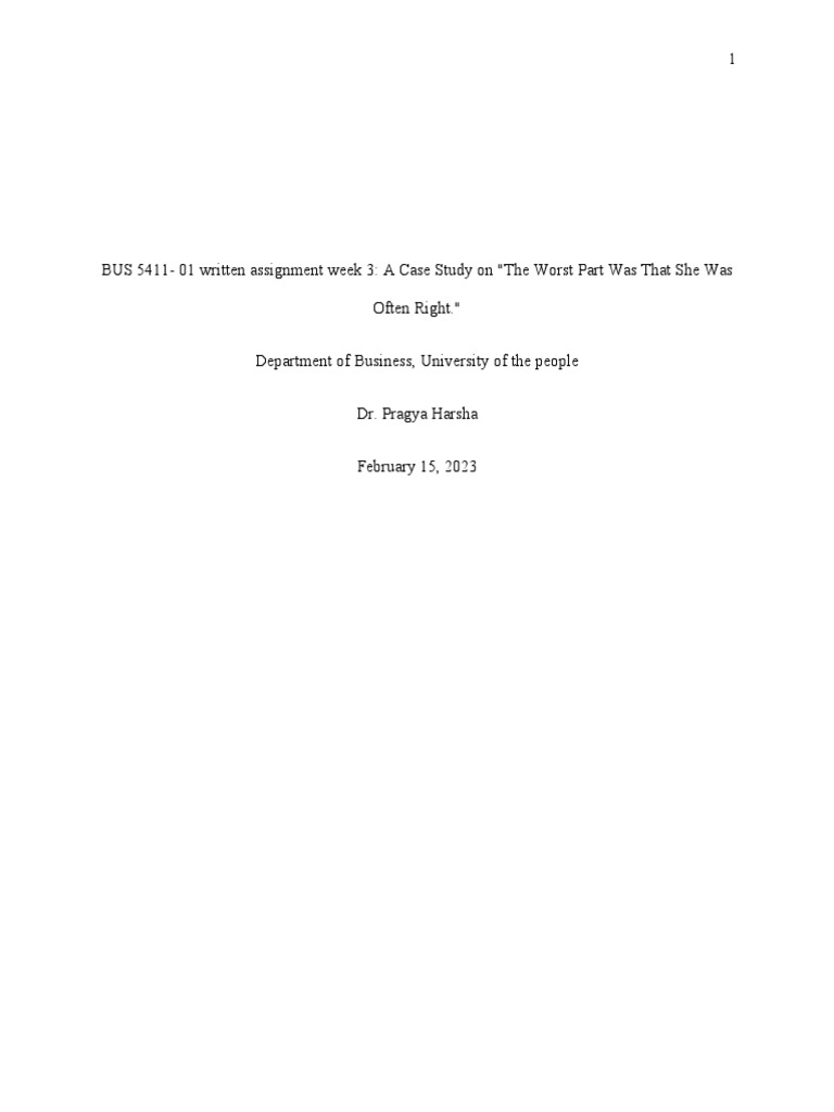 Bus 5411 Written Assignment Week 3 Pdf Leadership Decision Making