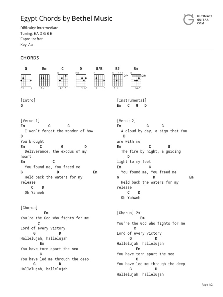 Egypt Chords by Bethel Musictabs at Ultimate Guitar Archive PDF