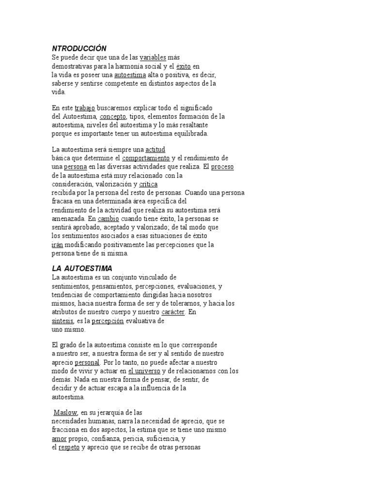 Conceptos Clave de la Autoestima | PDF | Yo | Autoestima