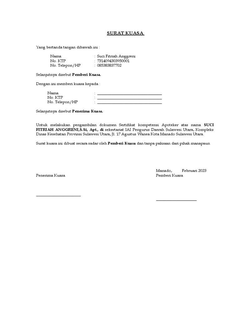 Format Surat Kuasa | PDF