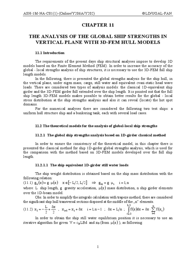 The Analysis of The Global Ship Strengths in Vertical Plane With 3D-Fem ...
