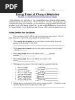 Energy Transformation Virtual Lab