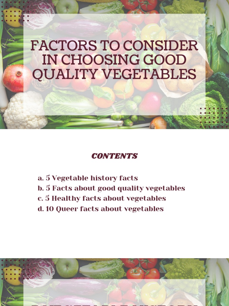 Choosing Quality Vegetables Guide | PDF | Vegetables | Fruit