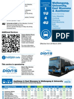 Wollongong, Austinmer Bus Routes 1, 1U, 4, 4U Timetable