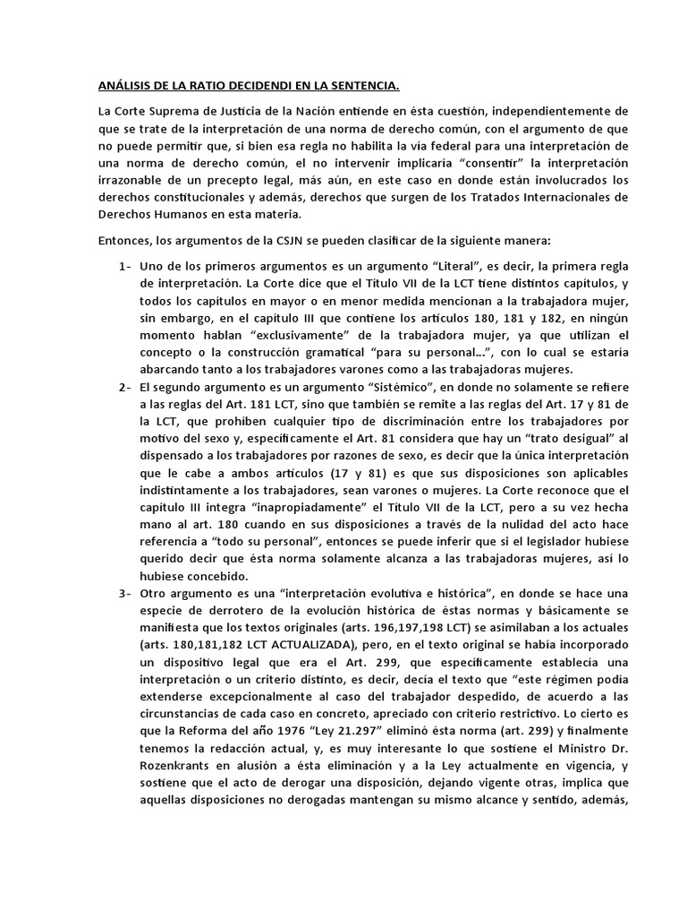 An lisis de la ratio decidendi en la sentencia pdf
